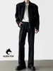 2026 Calças Flare Slim-Fit Pretas Modernas e Descoladas Estilo Americano Leve Business Casual Calças de Trabalho Calças Flare Versáteis