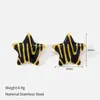 Aretes de Acero Inoxidable Estrella de Cinco Puntas de Moda Lujo Ligero Geométricos con Goteo de Aceite Tachuelas Nicho Lindos Acero de Titanio con Sensación de Gama Alta