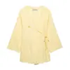 Atacado de Roupas Femininas Transfronteiriças Estilo Europeu e Americano Verão Novo Cor Sólida Costura Jaquetas Femininas Kimono Jaquetas Finas Cruzadas para Mulheres