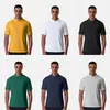 Camisa Polo Europeia Sem Costura para Homens, Fitness ao Ar Livre, Proteção Solar, Sensação Refrescante, Cor Sólida, Secagem Rápida, Gola Polo, Manga Curta para Homens