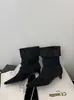 Temporada do Primeiro Encontro! Botas Femininas Bico Fino Salto Bloco Europeias e Americanas Couro Macio Amassado Elegantes Salto Baixo Botas de Cano Curto Dobráveis Salto Médio Botas de Equitação