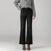 Jeans de Invierno para Mujer, Denim Lavado Elástico en Cuatro Direcciones, Ligeramente Acampanados, Cintura Alta, Forro Polar, Gruesos, Pantalones Cortos 8196H
