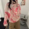 Suéter de Punto para Mujer con Cuello Redondo Degradado en Forma de Corazón 2026 Otoño/Invierno Nuevo Holgado Perezoso Suave y Pegajoso Manga Larga Delgado