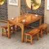 Mesa y Silla de Restaurante Comedor Mesa y Silla de Comida Rápida Restaurante de Fideos Retro Snack Bar Parrillada Restaurante de Hot Pot Juego de Mesa y Silla Comercial Carbonizado