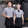 Ropa de Trabajo para Personal de Catering de Manga Corta Estilo Chino para Mujer Personal de Recepción de Hotel Restaurante Restaurante de Hot Pot Ropa de Primavera y Verano