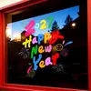 Adesivos Eletrostáticos para Porta de Vidro do Ano da Ovelha Dia de Ano Novo 2027 Desenhos Animados Coloridos para Decoração e Arranjo de Atmosfera de Shopping Flores de Papel Cortado para Janela