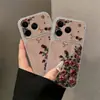 Estuche Sombra de Disco Amor Rosa para Apple 18 Pro Max, Se Transforma Instantáneamente en un Estuche de Cuero para Teléfono, Cobertura Completa para 15/14, Estuche de Alta Gama de Moda para 17