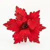 Flor de Navidad de 25 cm Flor Roja Dorada Hotel Boda Centro Comercial Decoración Navideña de Ratán Flor Artificial Simulación Arte Floral