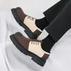 Zapatos de Cuero de Estilo Nuevo Transfronterizo para Hombre, Puntera Ancha de Caña Baja, Gamuza Estilo Retro Británico, Suela Gruesa, Casual, Moda, Bloqueo de Color, Zapatos para Hombre