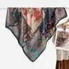 Bufanda Grande Azul de Algodón Lino con Patrón de Anacardo 90% Bufanda de Seda Protector de Cuello Estilo Coreano para Mujer Chal Pañuelo Fino para la Cabeza Bufanda de Terciopelo Rosa