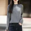 Outono Inverno 2026 Simples Gola Redonda Casual Quente Manga Longa Camada Base Top Suéter de Tricô Feminino Peça Única Sem Costura Top para Usar por Baixo