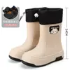 Botas de lluvia de dibujos animados estilo coreano con cordón para niños y niñas, antideslizantes, impermeables, de suela blanda, botas de lluvia para adultos de suela gruesa, botas de lluvia para exteriores para padres e hijos, para hombre