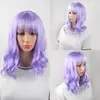 Ventas Directas de Fábrica de Pelucas Multicolores Europeas y Americanas, Cabello de Longitud Media, Cabello Largo Rizado Diagonal, Estilo Moderno, Estilo Ligeramente Rizado para Fiesta de Disfraces