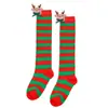 Meias Infantis Transfronteiriças, Meias de Natal Listradas Fofas com Boneco de Pelúcia para Feriados Europeus e Americanos, Meias de Rena, Meias para Festa e Role-Playing