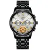 Nuevo Reloj Fenzun para Hombre Moda Trendy Reloj Tourbillon para Hombre Cuarzo Correa de Acero Multifuncional No Mecánico Reloj para Hombre