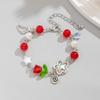Collar con colgante de fresa y lazo estilo dulce transfronterizo europeo y americano, collar sencillo con perla de imitación y flor de estrella de cinco puntas