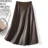 Falda de Cuero con Hebilla Vintage para Mujer, Otoño 2026 Nueva Falda de Cintura Alta Ajustada al Cuerpo que Resalta las Caderas, Falda Lápiz de Longitud Media Adelgazante