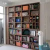 Estante de livros de madeira de olmo antiga feita sob medida estante de livros de parede inteira estante de livros de chão unidade de prateleira de armazenamento em grade de madeira maciça pura armazenamento para sala de estar
