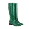 Botas de cano alto com bico redondo em couro envernizado para outono e inverno, com solas de borracha, antiderrapantes, versáteis botas estilo Martin para mulheres, botas femininas confortáveis de tamanho grande