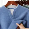 Engrosado Nuevo Otoño e Invierno Engrosado Simple Holgado Suéter Básico Suéter Cardigan de Manga Larga para Hombre Cuello Redondo