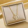 Collar con Colgante de Trébol de Cuatro Hojas Fresco Estilo Japonés y Coreano Microincrustado con Diamantes Moda Cadena de Acero de Titanio para Mujer Elegante Cadena de Clavícula de Gama Alta