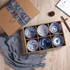 Juego de Cuencos de Cerámica Japonesa Caja de Regalo para Cuencos Color Bajo Esmalte Cerámica Pintada a Mano Vajilla Juego de Cuencos para Evento de Inauguración con Logo Imprimible