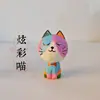 Adorno de gato de la suerte de madera tallado a mano para escritorios de oficina y mesas, decoración creativa para el hogar, decoración de regalo de cumpleaños
