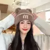 Gorro de Punto de Terciopelo de Felpa Nuevo de Invierno Versátil Lindo Gorro de Felpa con Orejas de Gato para Mujer Grueso Cálido Protección para los Oídos Gorro de Lana