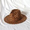 Sombrero de Leopardo sombrero de copa de lana sombrero de fieltro estampado de leopardo sombrero Jazz de doble cara moda europea y americana sombrero de copa estampado de leopardo