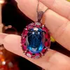 Zhuangshengsheng Joyería Corindón Rojo Imitación Espinela Azul Set de Joyería de Gama Alta Piedra Principal 15*20-13*18 Mayoreo