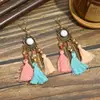 Ganchos para Orejas Largos con Borlas Vintage, Pendientes Borgoña de Nicho Bohemio Estilo Antiguo, Pendientes de Mujer de Alto Valor de Moda al por Mayor