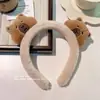 Faixa de Cabeça de Capivara de Pelúcia para Mulheres para Lavar o Rosto, Aplicar Maquiagem e Aplicar Máscara Facial, Acessórios de Cabelo Outono e Inverno, Coque de Cabelo de Capivara Maillard