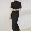 Vestido Longo Plissado Miyake Primavera/Verão 2025 Feminino Emagrecedor Elástico Ol Roupa de Trabalho Vestido Evasê Resistente a Amassados