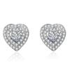 Pendientes de botón de alta calidad con forma de corazón de diamante, venta caliente en vivo, estilo coreano, moda OL, pendientes de botón de diamante con forma de corazón feliz, pendientes