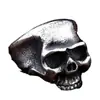 Joyas vintage al por mayor anillo de calavera de acero inoxidable negro estilo punk nostálgico para hombre Nuevo