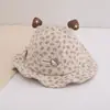 Chapéu Infantil para Primavera e Outono, Chapéu de Pescador com Estampa Floral de Bolinhas, Chapéu de Princesa Fofo do Gato KT para Crianças, Proteção Solar e Sombra