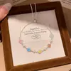 Pulsera Ajustable con Cordón "Hoja de Condensación Arcoíris" Flor de Zirconia, Diseño de Nicho de Lujo Ligero, Joyería Simple y Versátil
