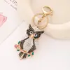 Llavero de Metal para Coche de Búho Lindo Colgante para Bolso de Mujer Anillo de Llavero Diamante Creativo Europeo y Americano Regalos Transfronterizos
