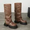 Botas acima do joelho para mulheres, novo estilo primavera e outono 2026, botas de perna de calça, botas estilo cowboy western, botas longas, botas de montaria de cano alto