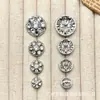 Botones metálicos huecos con adornos de diamantes para ropa, de pie alto, cosidos a mano para trajes, abrigos y suéteres, botones redondos florales