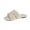 Chinelos fofos femininos para uso externo, novos chinelos fofos de pelo de coelho da moda outono e inverno 2026, chinelos femininos de algodão de uma tira