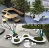 Asiento de Árbol Exterior de Fibra de Vidrio Banco de Material UHPC Piscina de Árbol Grande Mesa de Árbol para Exhibición Comercial Juego de Sillas de Ocio