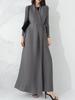 Casaco Longo Elegante de Alta Qualidade Feminino Manga Longa Gola Lapela Cintura com Cadarço Elástico Exterior Robe Plissado