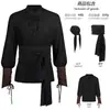 Camisa de Ropa Renacentista para Hombre de Primavera y Otoño Europea y Americana de Amazon, Camisa de Capa Superior Pirata Steampunk Medieval