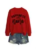 La felicidad es ser sudadera casual suelta simple para mujer de comercio exterior transfronterizo de la lista de deseos de Amazon en stock