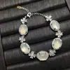 Nuevo Pulsera de Calcedonia Blanca Natural de Alta Calidad Estilo Chino con Incrustación Completa de Diamante Plateado para Mujer