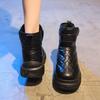 Botas de Nieve Gruesas con Forro Polar para Mujer, Botines, Estilo Nuevo Invierno 2025, Cuero y Piel Integrados, Zapatos de Algodón Planos de Otoño, Zapatos Cálidos para Mujer