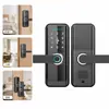 Comércio Exterior Porta de Madeira Interna Fechadura Inteligente de Impressão Digital Tuya App Multilíngue Gerenciamento Remoto Apartamento Casa de Temporada Senha Eletrônica