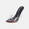 Sandalias de comercio exterior, tacones altos de verano con punta abierta, tacones de aguja de cristal transparente, sandalias sexys para discoteca para mujer, venta directa del fabricante, transfronterizo