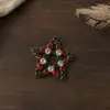 Baiyao Desenho Animado Europeu e Americano Cor a Óleo Diamante Estrela de Cinco Pontas Liga Metálica Estrela de Natal Fivela Broche Broche de Feriado de Natal
